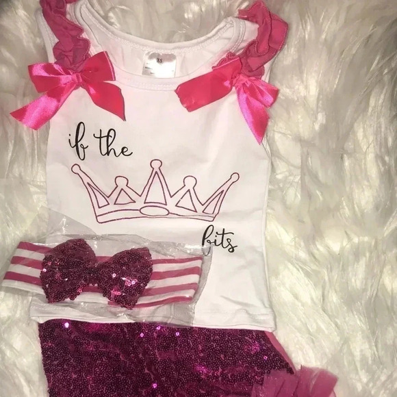 “IF THE CROWN FITS” 2 PIECE SET & HEADBAND SZ S - Picture 2 of 7